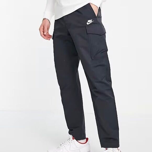 Mens Nike Athletic Jogger Pants Size Medium Black Zip Close